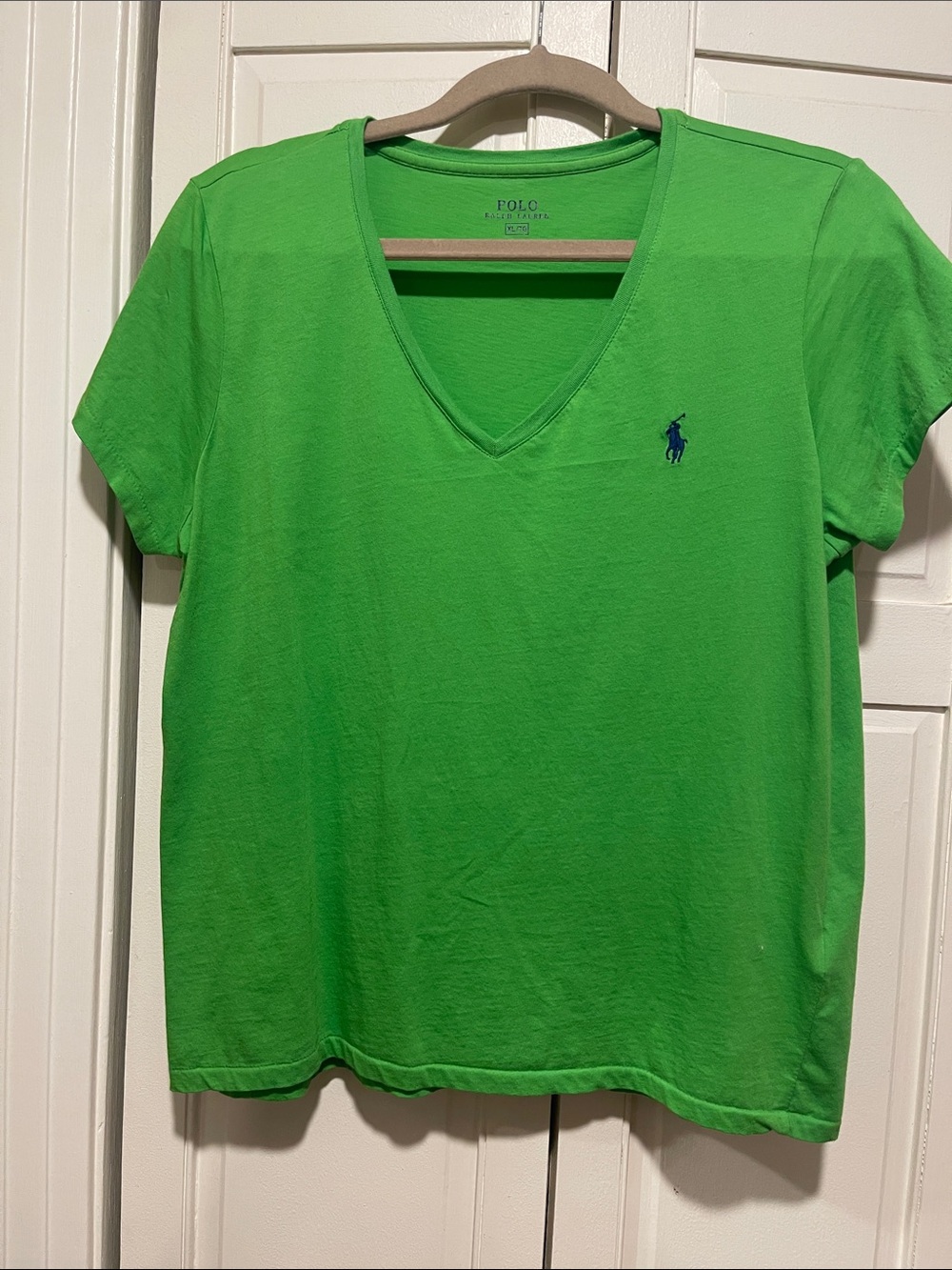 Polo by Ralph Lauren Bright Green V-Neck Tee with Blue Pony